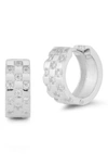 Glaze Jewelry Sterling Silver Cz Checkered Huggie Hoop Earrings In Silver