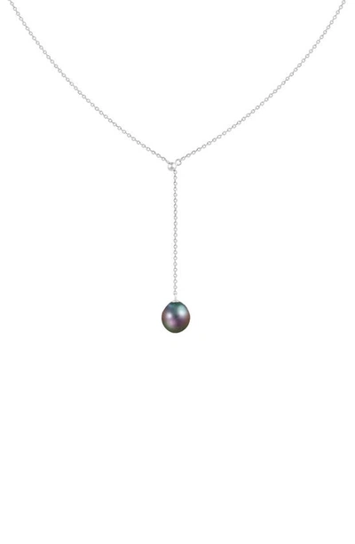 Splendid Pearls Sterling Silver 8-9mm Tahitian Pearl Y-necklace In Black