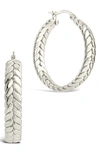Sterling Forever Double Row Herringbone Statement Hoop Earrings In Silver
