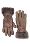 Ugg Genuine Dyed Shearling Trim Tech Gloves In Stormy Grey