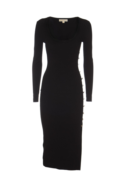 Michael Kors Side Buttoned Slim Fit Dress In Black