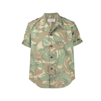 Saint Laurent Short Sleeves Shirt In Green