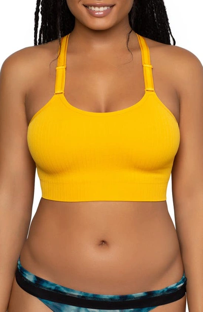 Curvy Couture Smooth Seamless Comfort Wireless Bralette In Saffron