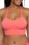 Curvy Couture Smooth Seamless Comfort Wireless Bralette In Sun Kissed Coral