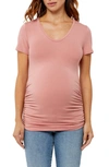 A PEA IN THE POD RUCHED SCOOP NECK MATERNITY/POSTPARTUM TOP