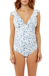 A PEA IN THE POD RUFFLE ONE-PIECE MATERNITY SWIMSUIT