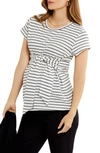A Pea In The Pod Maternity Tie-waist Top In White/ Black Stripe