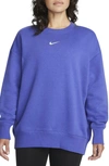 Nike Women's  Sportswear Phoenix Fleece Oversized Crewneck Sweatshirt In Blue