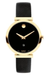 Movado Women's Museum Classic Automatic Goldtone Stainless Steel & Leather Strap Watch In Black