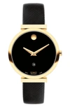 Movado Museum Classic Leather Strap Watch, 32mm In Black Dial