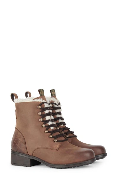 Barbour Meadow Faux Shearling Bootie In Dark Brown