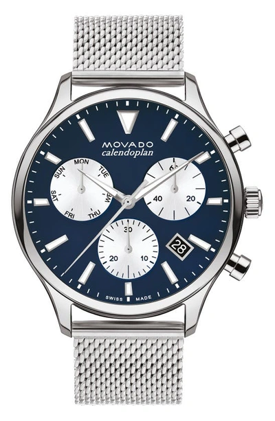 Movado Heritage Calendoplan Chronograph Watch In Navy