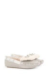 Barbour Darcie Faux Fur Lined Slipper In Grey Suede/ White/ Grey Tartan