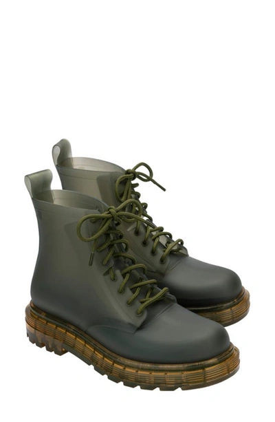 Melissa Coturno Combat Boot In Clear Yellow/green