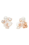 Kate Spade Precious Pansy Cluster Stud Earrings In Rose Gold/ White Multi