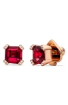 Kate Spade Pave & Square Cubic Zirconia Stud Earrings In Ruby/ Rose Gold