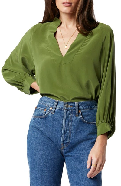 Joie Perci Long Sleeve Silk Top In Green