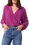 Joie Perci Long Sleeve Silk Top In Purple