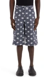 DOLCE & GABBANA LOGO JACQUARD DENIM CARGO SHORTS