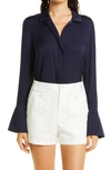 Kobi Halperin Liv Stretch Silk Blouse In Midnight Blue