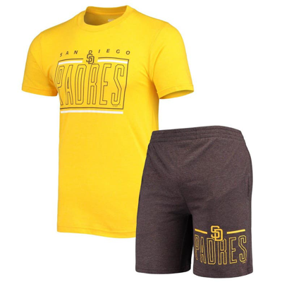 Concepts Sport Men's  Brown, Gold San Diego Padres Meter T-shirt And Shorts Sleep Set In Brown,gold