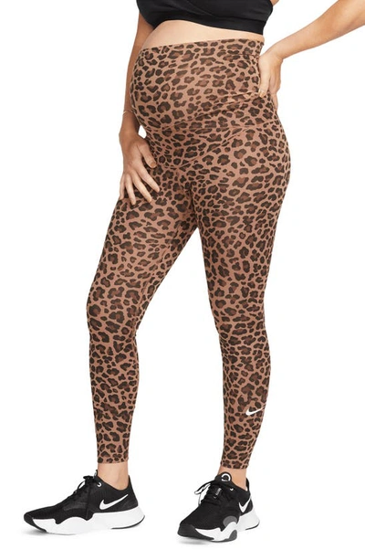 Nike Women's One (m) High-waisted Leopard Print Leggings (maternity) In Brown