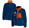 Wear By Erin Andrews Navy Chicago Bears Polar Fleece Raglan Full-snap Jacket In Navy