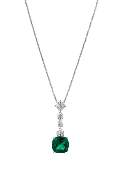 Nadri Soleil Green Cubic Zirconia Cushion Pendant Necklace