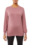 A Pea In The Pod French Terry Maternity Sweatshirt In Rose Brown