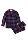 Petite Plume Kids' Windsor Tartan Plaid Two-piece Pajamas In Navy