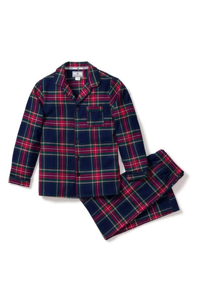 Petite Plume Kids' Windsor Tartan Plaid Two-piece Pajamas In Navy