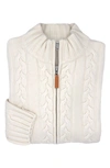 Lorenzo Uomo Cable Knit Wool & Cashmere Zip-up Sweater In Cream