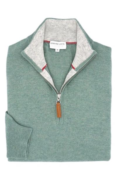 Lorenzo Uomo Quarter Zip Wool & Cashmere Sweater In Sage