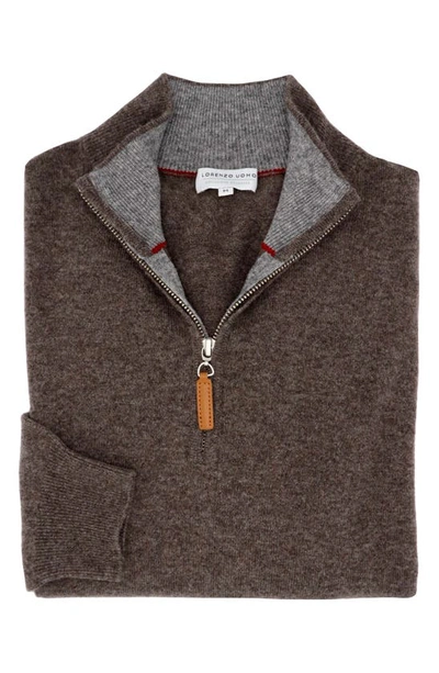 Lorenzo Uomo Quarter Zip Wool & Cashmere Sweater In Coffee