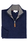 Lorenzo Uomo Quarter Zip Wool & Cashmere Sweater In Denim