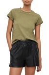 Allsaints Anna Cuff Sleeve Cotton T-shirt In Olive Night