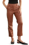 Commando Crop Tapered Faux Leather Trousers In Cocoa