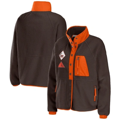 Wear By Erin Andrews Brown Cleveland Browns Polar Fleece Raglan Full-snap Jacket