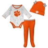 OUTERSTUFF NEWBORN & INFANT ORANGE/WHITE CLEMSON TIGERS DREAM TEAM RAGLAN LONG SLEEVE BODYSUIT HAT & PANTS SET