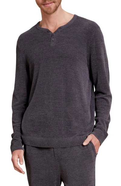 Barefoot Dreams Men's Cozychic Ultra Lite Crewneck Henley In Carbon