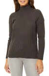 Jones New York Reverse Jersey Multi-stitch Mock Neck Sweater In Grey