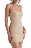 House Of Cb Elissa Strapless Minidress In Stone
