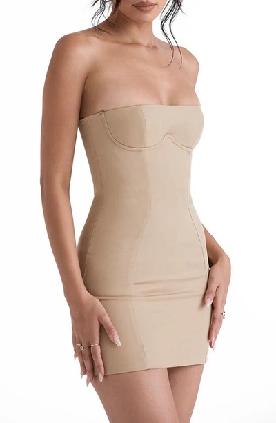 House Of Cb Elissa Strapless Minidress In Stone