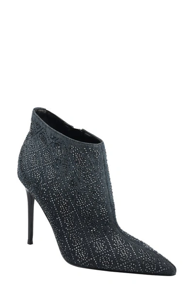 Guess Fazzie Rhinestone Embellished Pointed Toe Stiletto Bootie In Black