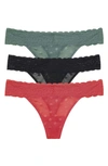 Skarlett Blue Women's 3-pack. Dare Mesh Thong Underwear In Green