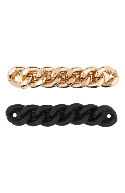 Tasha Assorted 2-pack Chain Link Hair Clips In Black Gold