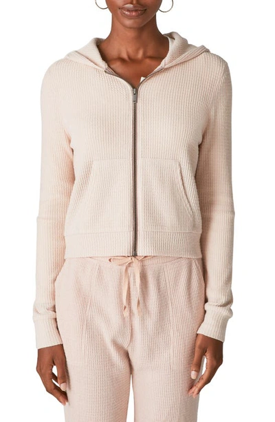 Lucky Brand Cloud Jersey Waffle Knit Zip-up Hoodie In Rose Dust