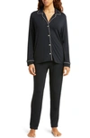 Eberjey Gisele Slim Jersey Knit Pajamas In Black/ Sorbet