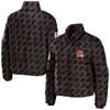 Wear By Erin Andrews Women's  Brown Cleveland Browns Puffer Full-zip Cropped Jacket In Brown