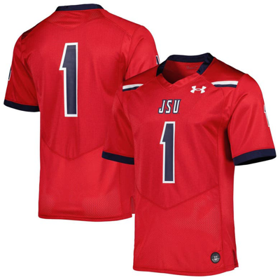 Under Armour #1 Red Jackson State Tigers Team Wordmark Replica Football Jersey